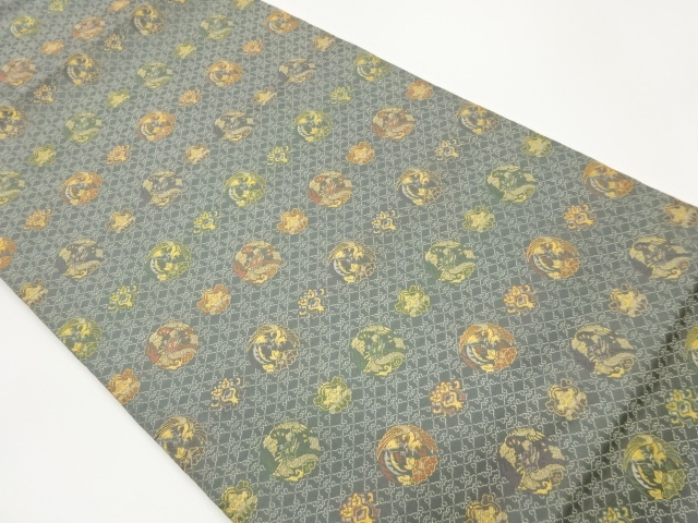 Nagoya obi woven with phoenix and flower pattern